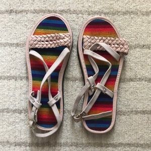 Hand made Mexican leather strappy sandals size 8